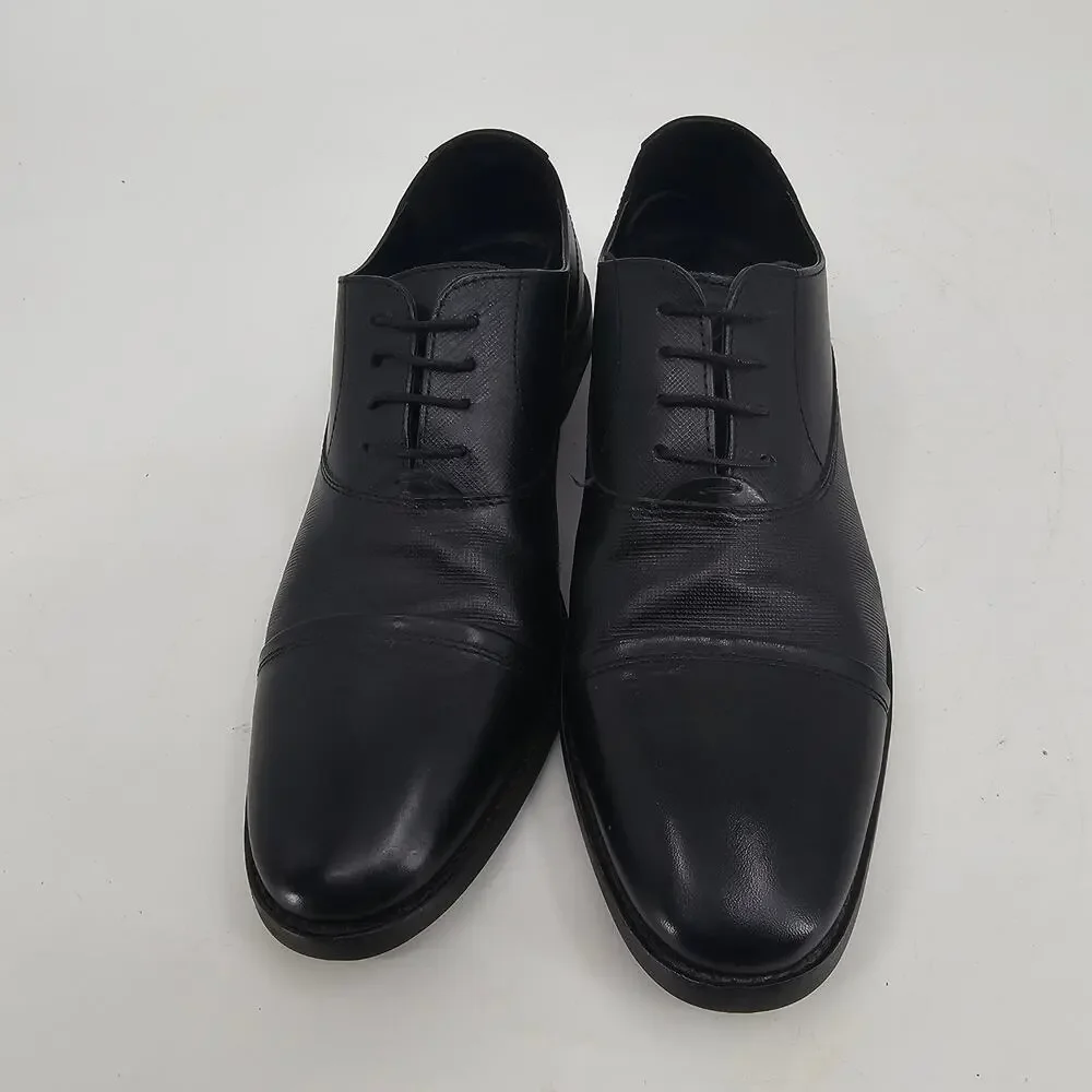 Steve Madden Proctor Leather Oxford Dress Shoes Lace Up Cap Toe Black Mens 11